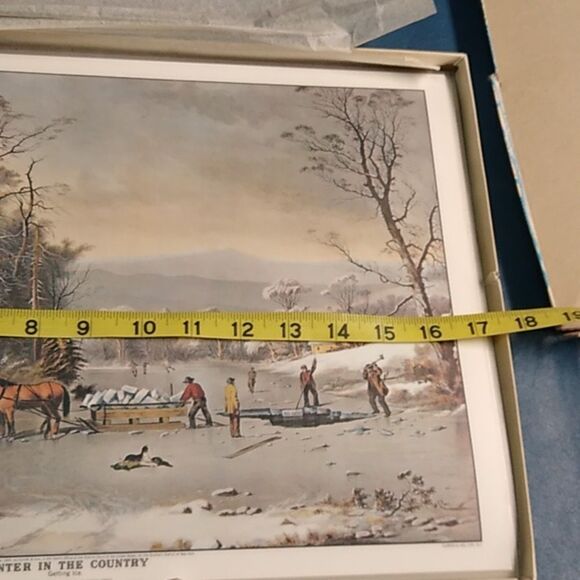 Currier and Ives Placemats Set (7) Mats Cottagecore Winter Farmhouse - Picture 11 of 11